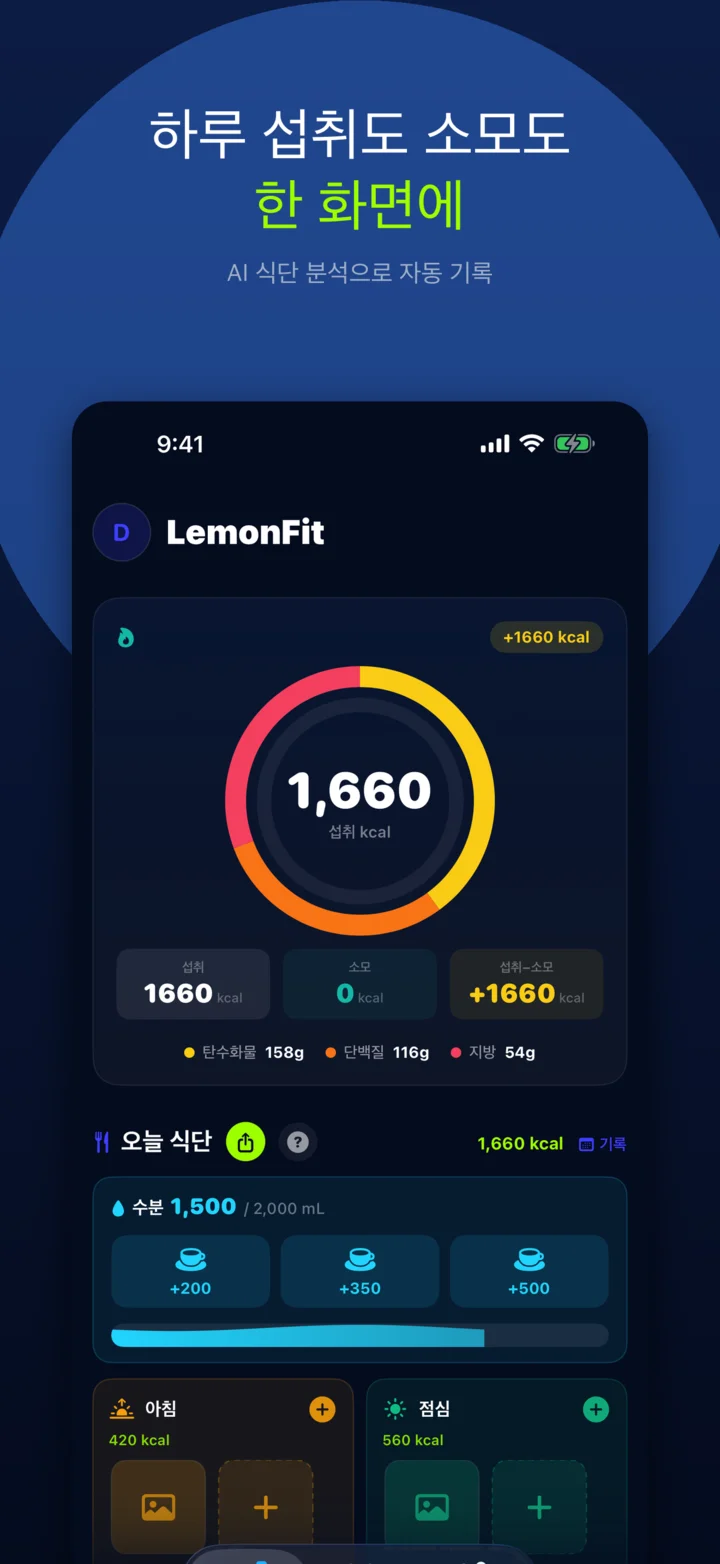 LemonFit nutrition and workout dashboard